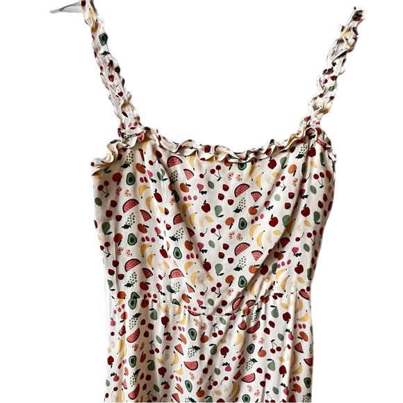 REFORMATION Tancy Fruit Print Midi Dress in Color cream - Picture 3 of 10